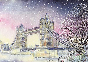 Tower Bridge in Winter Deluxe Boxed Holiday Cards, 9781441336576