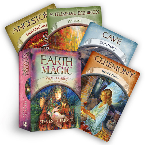 Earth Magic Oracle Cards (A 48-Card Deck and Guidebook) by Steven D. Farmer, PhD, 9781401925352
