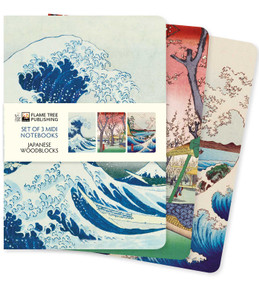 Japanese Woodblocks Set of 3 Midi Notebooks by Flame Tree Studio, 9781839644856