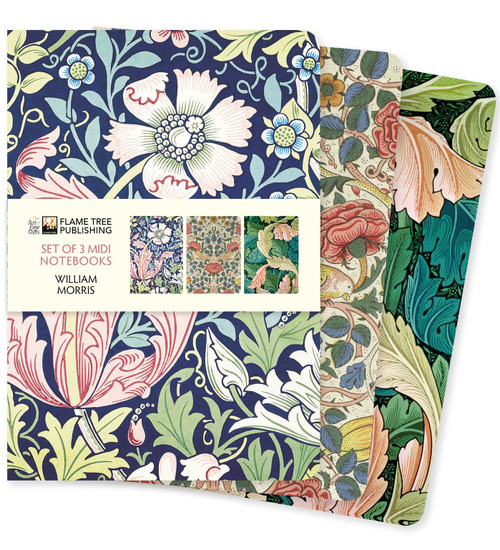 William Morris Set of 3 Midi Notebooks by Flame Tree Studio, 9781839644870