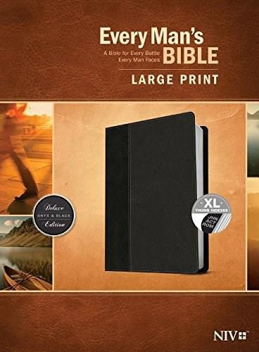 Every Man's Bible NIV, Large Print, TuTone (LeatherLike, Onyx/Black, Indexed) by Stephen Arterburn, Dean Merrill, 9781496433541