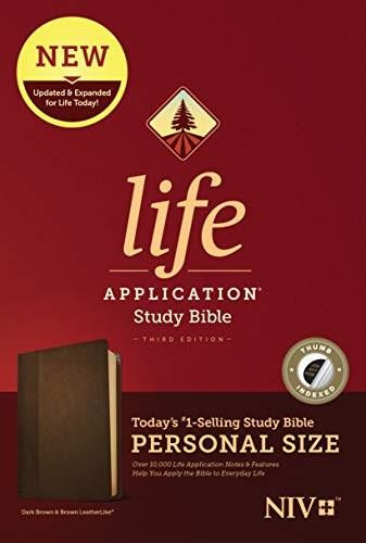 NIV Life Application Study Bible, Third Edition, Personal Size (LeatherLike, Dark Brown/Brown, Indexed), 9781496440143