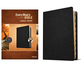 Every Man's Bible NIV, Large Print (Genuine Leather, Black, Indexed) by Stephen Arterburn, Dean Merrill, 9781496447975