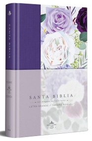 Biblia RVR1960 Tapa dura y tela morada con flores tamaño manual / Spanish Bible RVR 1960 Handy Size Large Print Hardcover Cloth with Purple Floral by Reina Valera Revisada 1960, 9781644733882