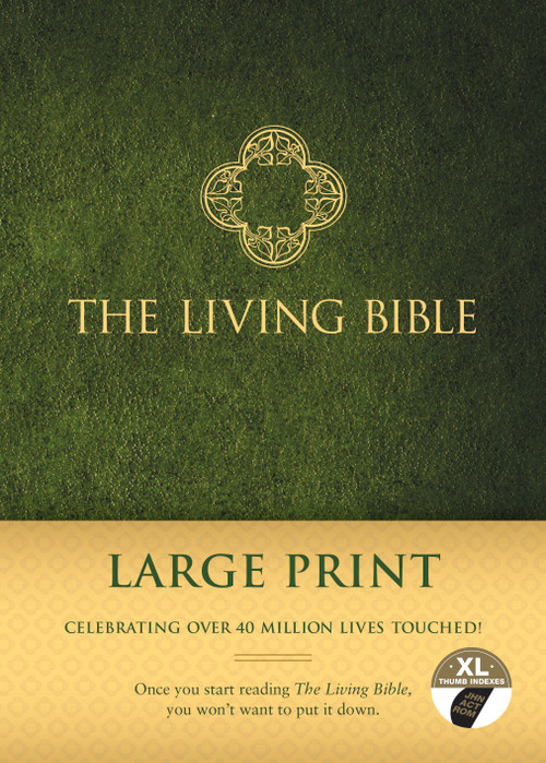 The Living Bible Large Print Edition (Hardcover, Green, Indexed) by Tyndale, 9781496407757