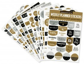 Essentials Weekly Planner Stickers, Black & Gold (set of 575 stickers) by , 9781441327703