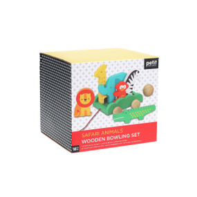 Safari Animals Wooden Bowling by Petit Collage, 0810073340763