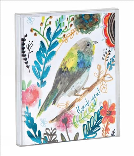 teNeues - Notecard Set: Thank You Birds, Blank Inside, 10 Full Color Notecards with 10 Envelopes, Clear Box, Floral Illustration, Blue Foil Accent by teNeues, 9781623257033