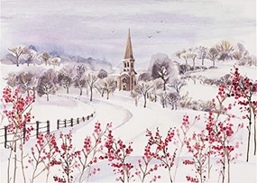 Country Church in Winter Deluxe Boxed Holiday Cards, 9781441339218
