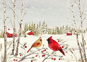 Cardinals in Winter Deluxe Boxed Holiday Cards, 9781441339256