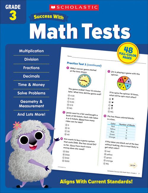 Scholastic Success with Math Tests Grade 3 Workbook by Scholastic Teaching Resources, 9781338798449