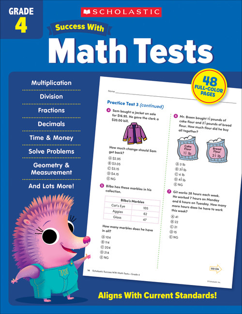 Scholastic Success with Math Tests Grade 4 Workbook by Scholastic Teaching Resources, 9781338798456