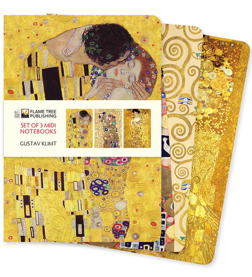 Gustav Klimt Set of 3 Midi Notebooks by Flame Tree Studio, 9781839649059