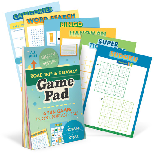 Roadtrip & Getaway On-The-Go Game Pad, Travel Car Activities Book for Kids by Knock Knock, 9781683493457