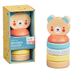 Wooden Stacker Happy Bear by Petit Collage, 5055923778913