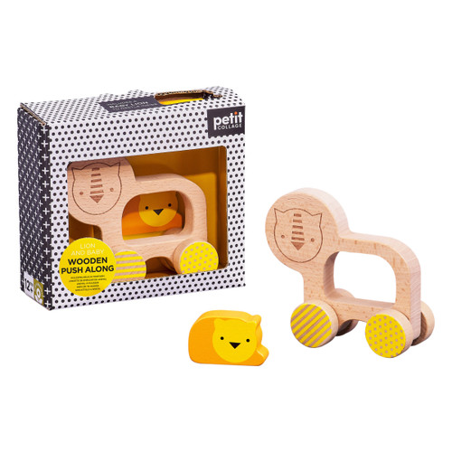 Wooden Push Along Lion & Baby, 5055923780794