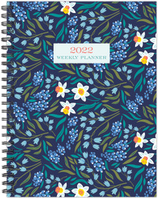 Blue Flowers Floral  6.5" x 8.5" Softcover Weekly Planner by Willow Creek Press, 9781549222528