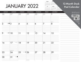 Black & White 22" x 17" Large Monthly Deskpad Calendar by Willow Creek Press, 9781549223112