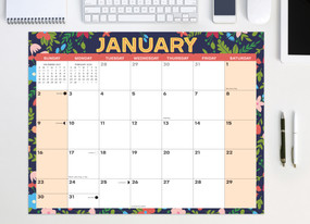 Spring Floral 22" x 17" Large Monthly Deskpad Calendar by Willow Creek Press, 9781549222177