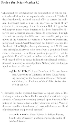 Indoctrination U (The Lefts War Against Academic Freedom) by David Horowitz, 9781594032370