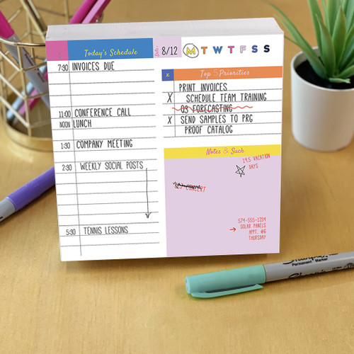 Rainbow Daily Note Block for Productivity and Lists Desktop, 9781643329024