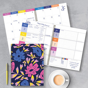 Bright Floral Blooms Large Weekly Monthly Spiral Planner, 9781643328959