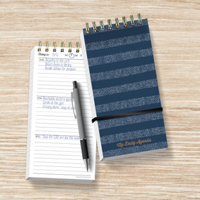 Blue Boho Stripe Daily Agenda Notepad Planner, 9781646664818