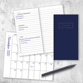 Classic Navy Monthly Pocket Planner, 9781643329000