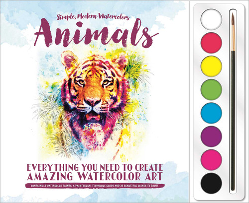 Animals: Watercolor Paint Set (Set Includes 8 Watercolor Paints and Paintbrush plus 25 Beautiful Scenes to Paint) by IglooBooks, Amelia Herbertson, 9781801086776
