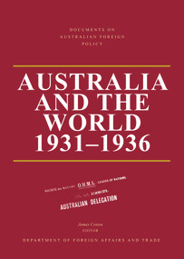 Australia and the World 1931-1936 by James Cotton, 9781742237466