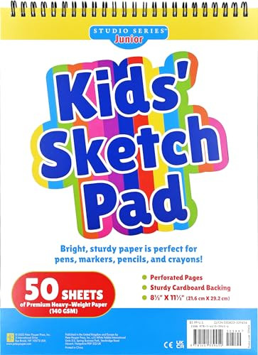 Studio Series Jr. Kids' Sketch Pad 8.5 x 11.5 inches (50 perforated sheets of high quality paper. Acid-free) by Peter Pauper Press, 9781441339454