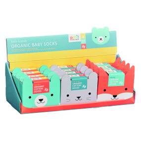 Organic Baby Socks Little Friends CDU of 12, 0810073340169