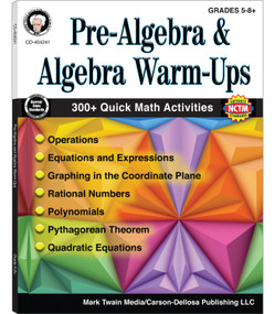 Pre-Algebra and Algebra Warm-Ups, Grades 5 - 12 by Cindy Barden, Wendi Silvano, 9781622235865