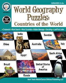 World Geography Puzzles: Countries of the World, Grades 5 - 12 by Mark Twain Media, 9781622236923