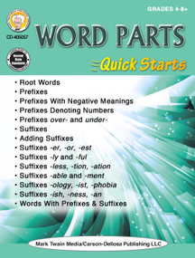 Word Parts Quick Starts Workbook, Grades 4 - 12 by Cindy Barden, 9781622238255