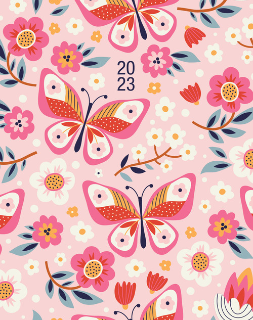 Folk Butterflies 2023 7.5" x 9.5" Booklet Monthly Planner by Willow Creek Press, 9781549231414