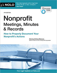 Nonprofit Meetings, Minutes & Records (How to Properly Document Your Nonprofit's Actions) - 9781413330380 by Anthony Mancuso, 9781413330380