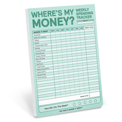 Where's My Money? Weekly Spending Tracker Pad by Knock Knock, 9781683493730