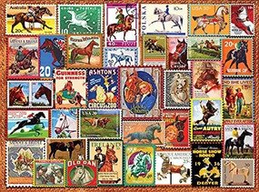 Vintage Equestrian Stamp Posters 1000-Piece Puzzle by Lewis T. Johnson, 9781682349113