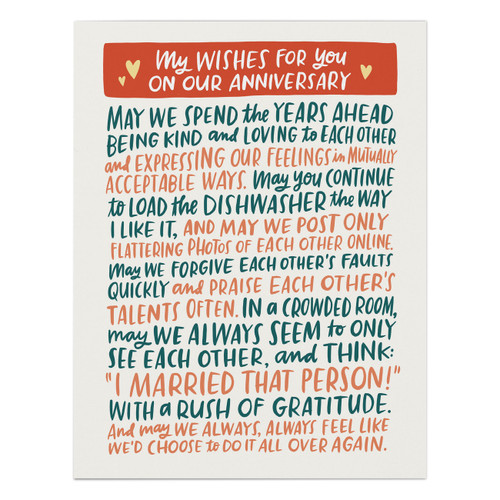 Wishes for You Anniversary Card by Em & Friends, 9781642449112