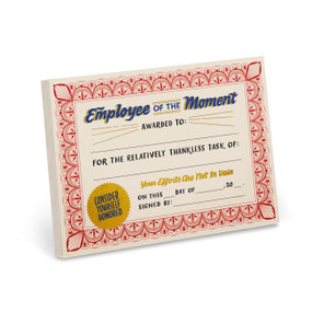 Employee of the Moment Award Paper Certificate Note Pad by Em & Friends, 9781642462906