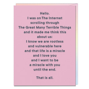 Life Is A Miracle And I Love You That Is All Card - 9781642463071 by Em & Friends, 9781642463071