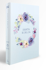 Biblia RVR 1960 letra grande, manual, tapa dura con nombres de Dios, flores azul / Spanish Bible RVR 1960 Handy Size, LP, HC with Names of God, blue.. by Reina Valera Revisada 1960, 9781644737132