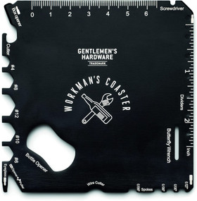 Workman's Coaster - Black Stainless Steel Multi-Tool Coaster Packaged In A 2 Piece Paper Overboard Box, 840214800283