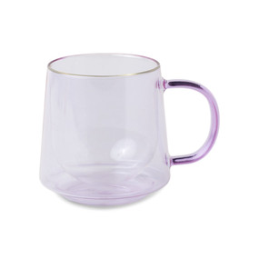 Double Walled Glass Mug - Lilac, 12 oz, GCGCM-1102