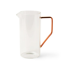 Glass Tea Pitcher - Clear with Amber Handle, 2L, 810088090714