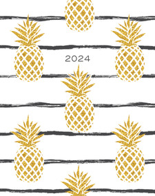 Golden Pineapples 2024 7.5" x 9.5" Booklet Monthly Planner by Willow Creek Press, 9781549240379