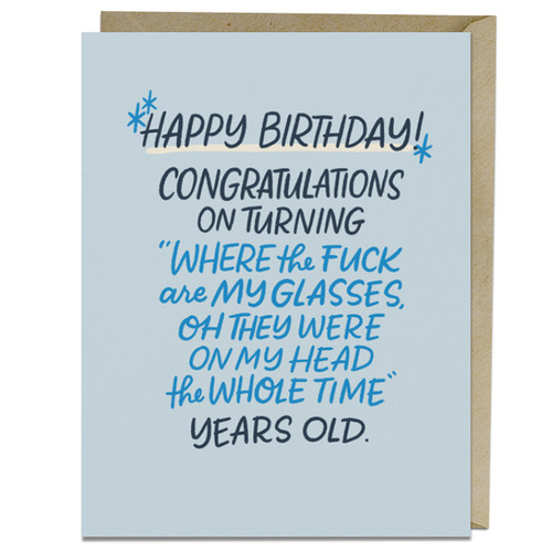 Where Are My Glasses Years Old Birthday Card by Em & Friends, 9781642464276