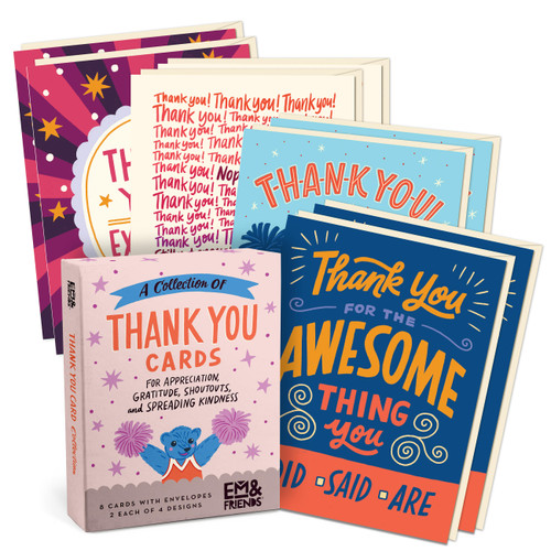 Thank You Cards with Envelopes (Box of 8, Two Each of 4 Styles) by Em & Friends, 9781642463880