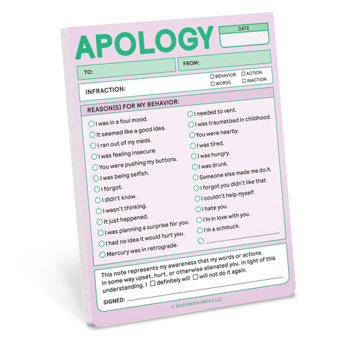 Apology Nifty Note (Second Edition) by Knock Knock, 9781683493976